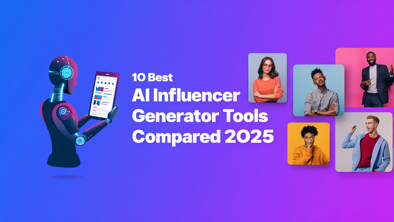 Comparison grid showing different AI influencer generator tools and their outputs