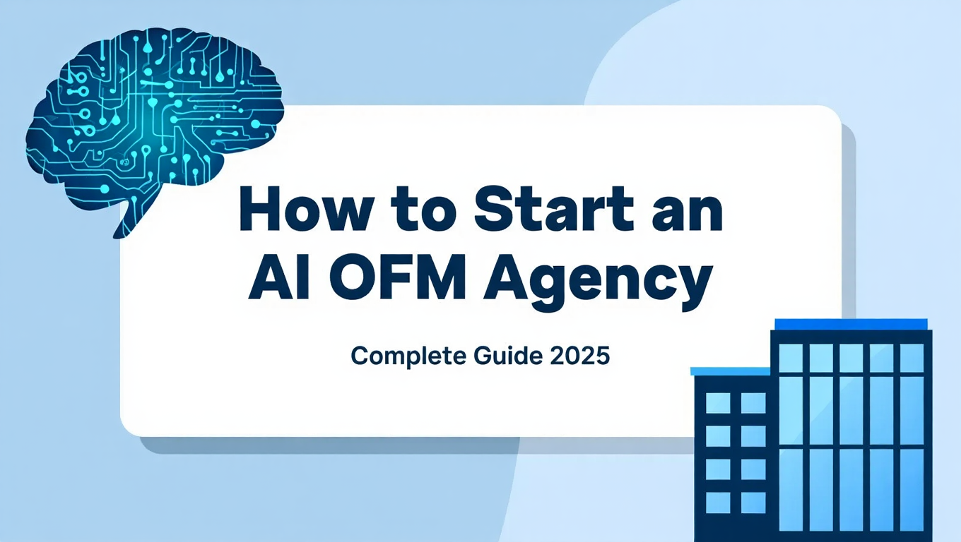 AI OFM agency business concept showing virtual influencer management dashboard