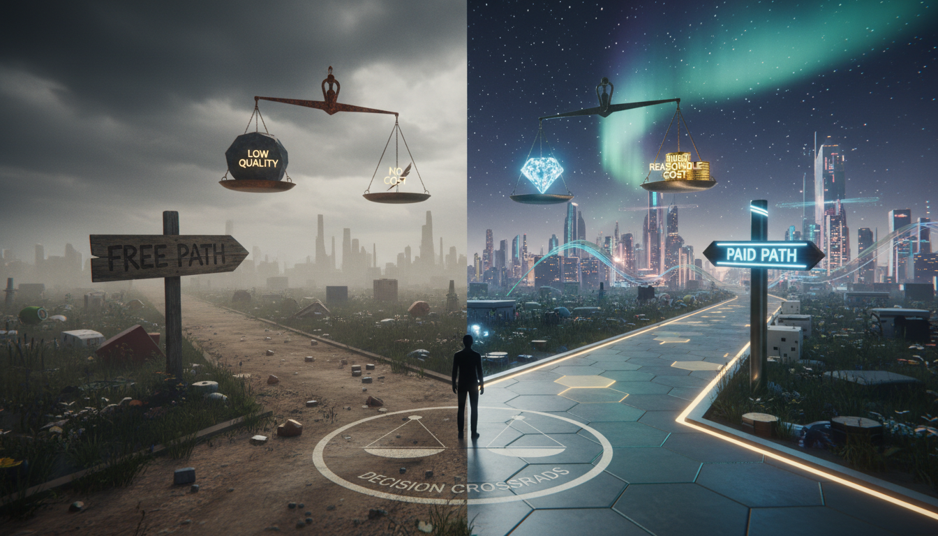 Free versus paid AI generator decision visualization