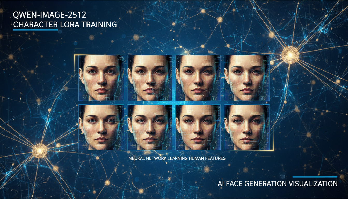 Qwen-Image-2512 character LoRA training workflow visualization