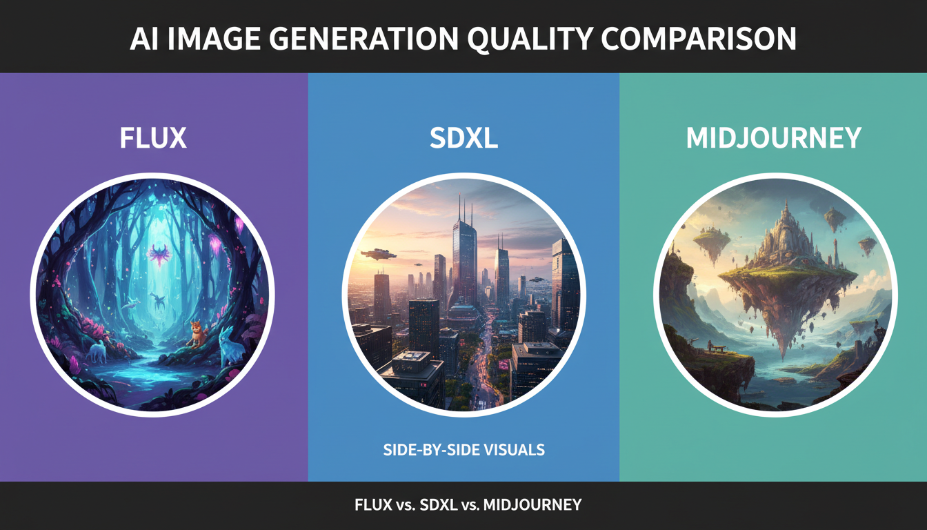 Flux vs SDXL vs Midjourney comparison visualization