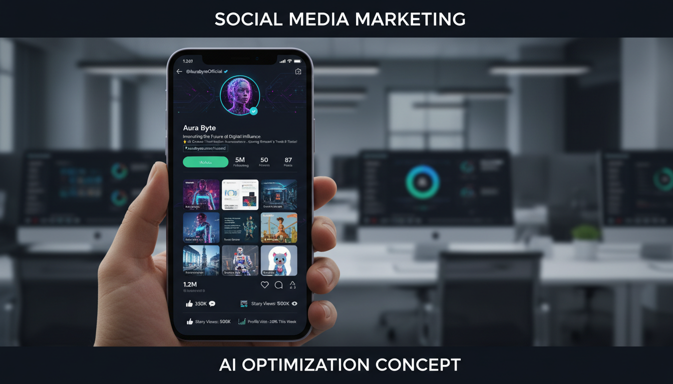 AI influencer Instagram profile optimization concept with engagement metrics