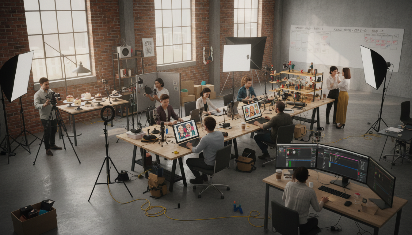 Content batching workspace for efficient AI influencer production
