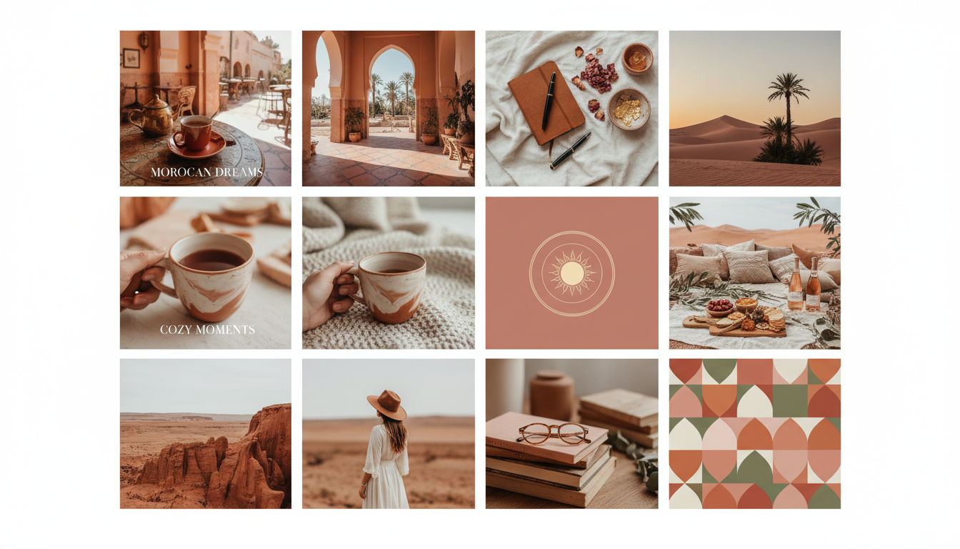 Beautiful cohesive Instagram grid layout with aesthetic design