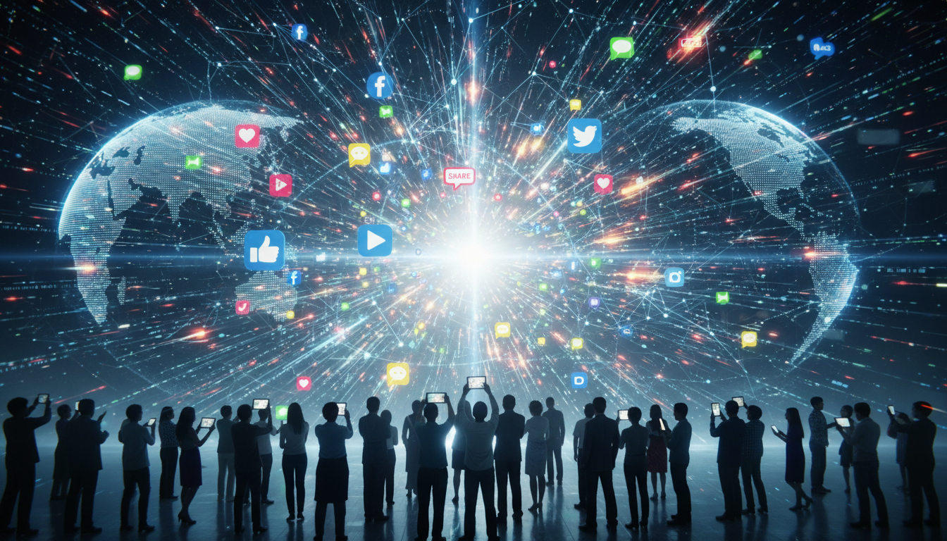 Viral content explosion spreading across social media platforms