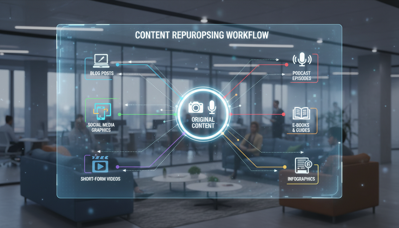 Content being transformed into multiple formats through repurposing workflow