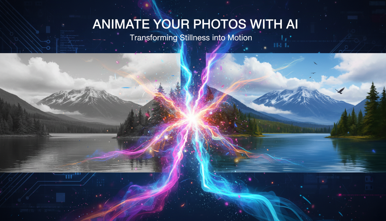 Still photo being animated with AI showing motion effects and dynamic elements